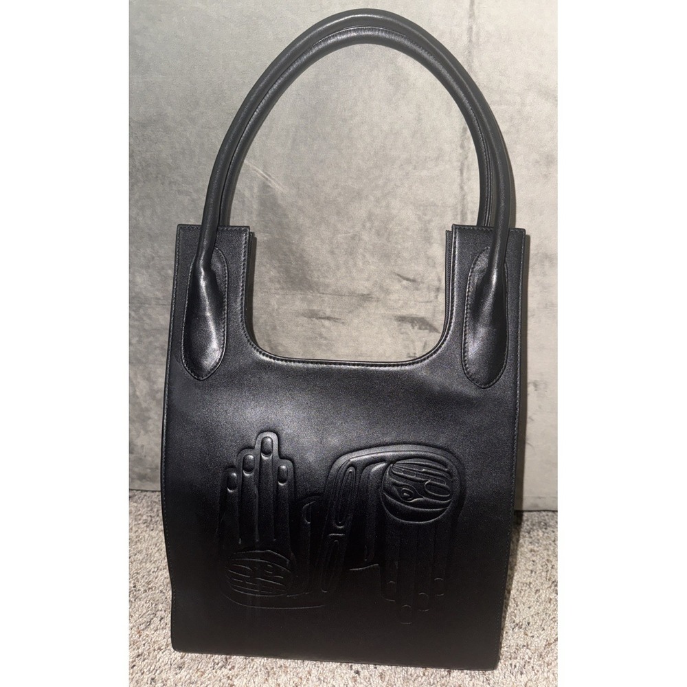 Dorothy Grant Leather Purse Tote Bag Embossed Haida Indigenous Northwest Coast - Picture 3 of 12